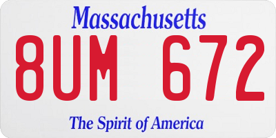 MA license plate 8UM672