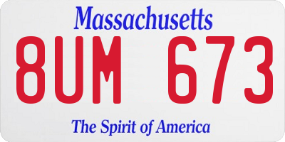 MA license plate 8UM673