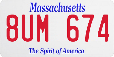 MA license plate 8UM674