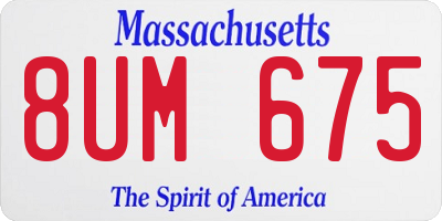 MA license plate 8UM675