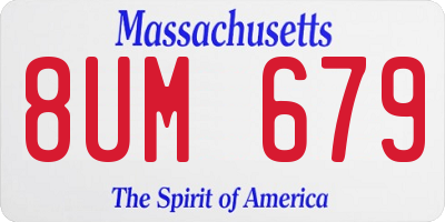 MA license plate 8UM679