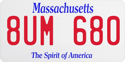 MA license plate 8UM680
