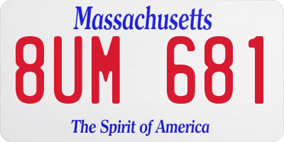 MA license plate 8UM681