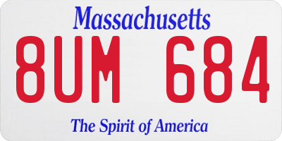 MA license plate 8UM684