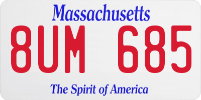 MA license plate 8UM685