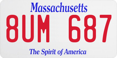 MA license plate 8UM687