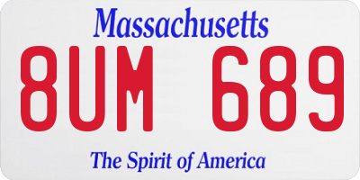 MA license plate 8UM689