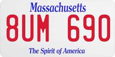 MA license plate 8UM690