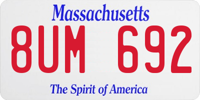 MA license plate 8UM692