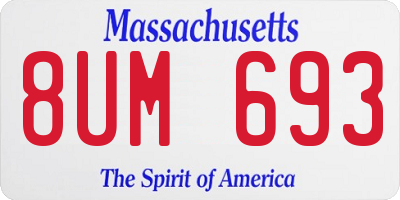 MA license plate 8UM693