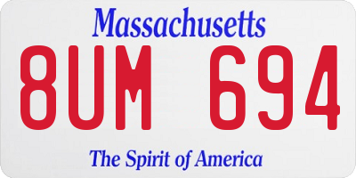 MA license plate 8UM694