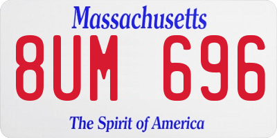 MA license plate 8UM696