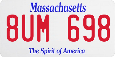 MA license plate 8UM698