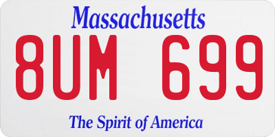 MA license plate 8UM699