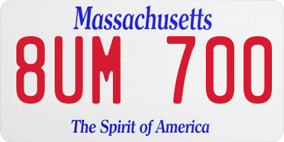 MA license plate 8UM700