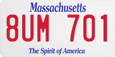 MA license plate 8UM701