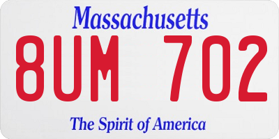 MA license plate 8UM702