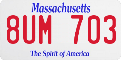 MA license plate 8UM703