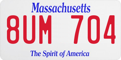 MA license plate 8UM704