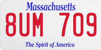 MA license plate 8UM709
