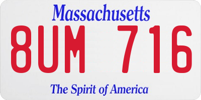 MA license plate 8UM716