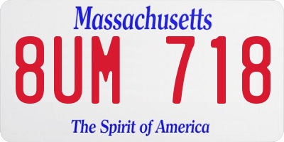 MA license plate 8UM718