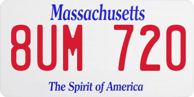 MA license plate 8UM720