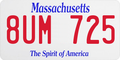MA license plate 8UM725