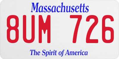 MA license plate 8UM726