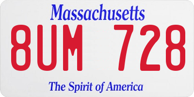 MA license plate 8UM728