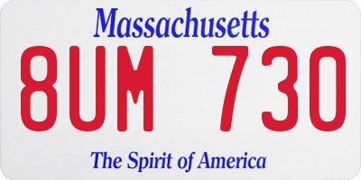 MA license plate 8UM730