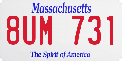 MA license plate 8UM731