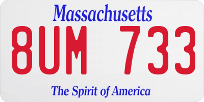 MA license plate 8UM733