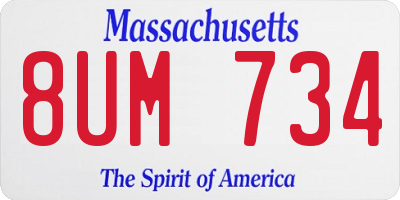 MA license plate 8UM734