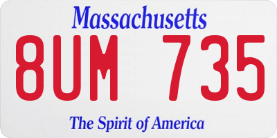 MA license plate 8UM735