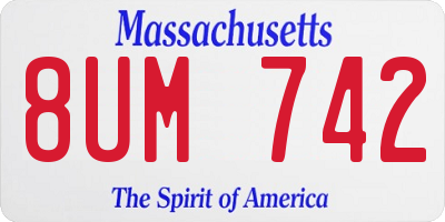 MA license plate 8UM742