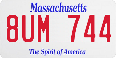 MA license plate 8UM744