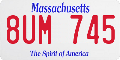 MA license plate 8UM745