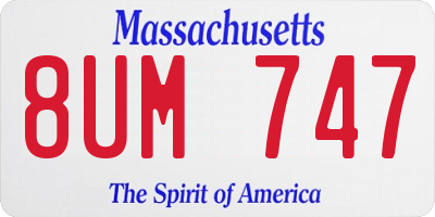 MA license plate 8UM747