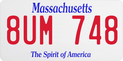 MA license plate 8UM748