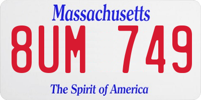 MA license plate 8UM749