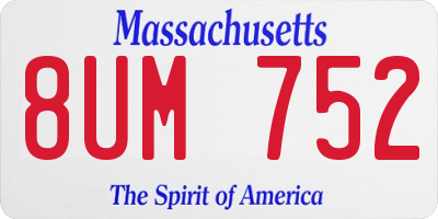 MA license plate 8UM752