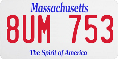 MA license plate 8UM753