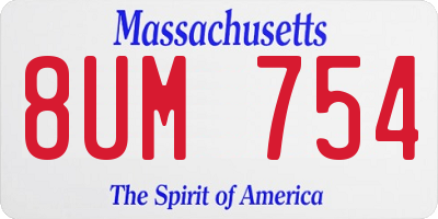 MA license plate 8UM754