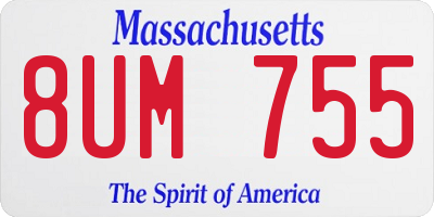 MA license plate 8UM755