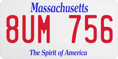 MA license plate 8UM756