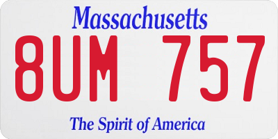 MA license plate 8UM757