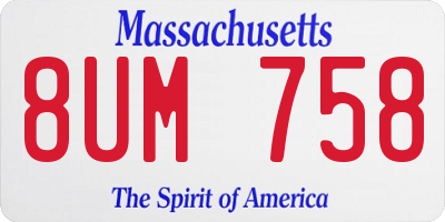 MA license plate 8UM758