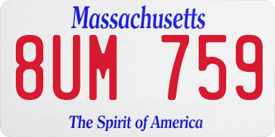 MA license plate 8UM759