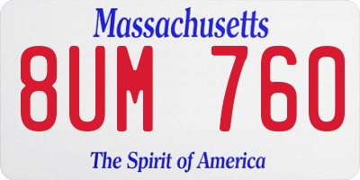 MA license plate 8UM760